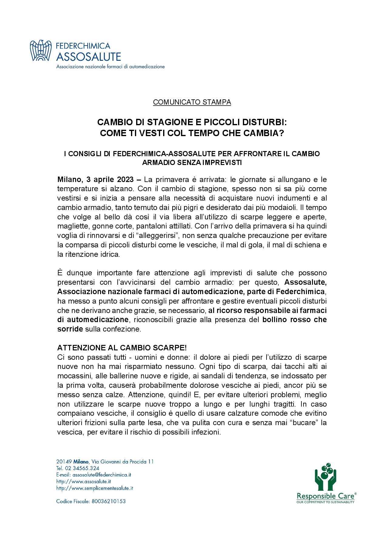 Comunicato stampa - 3 aprile 2023