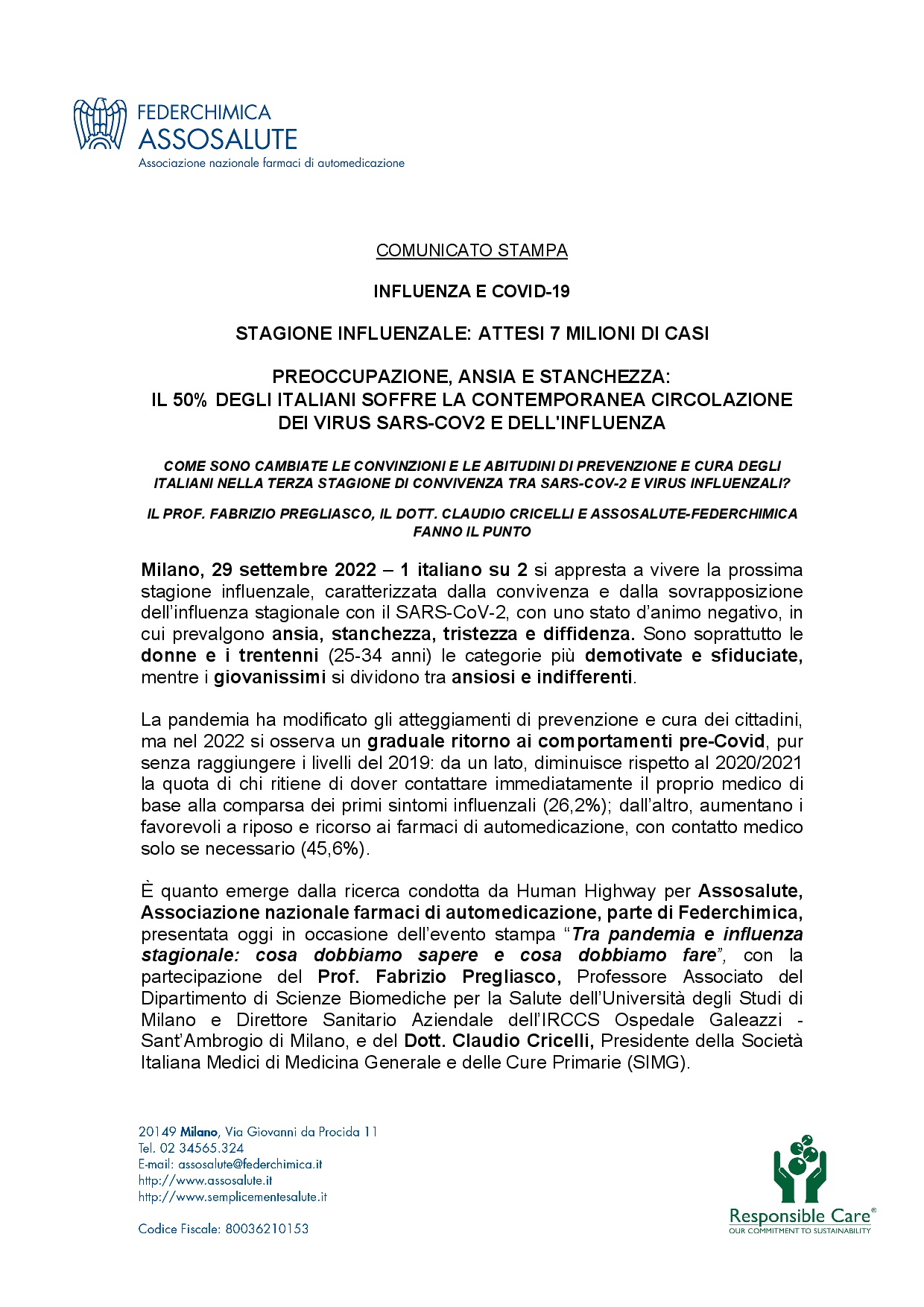 Comunicato stampa - 29 settembre 2022