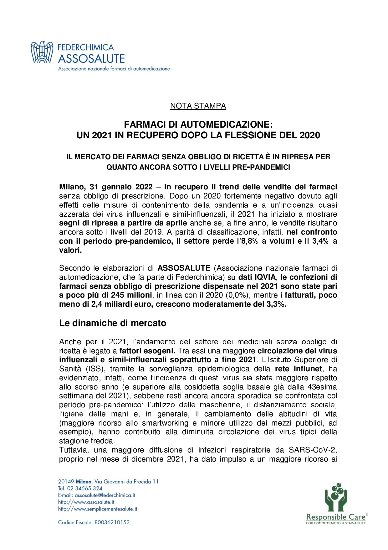 Comuncato stampa - 31 gennaio 2022
