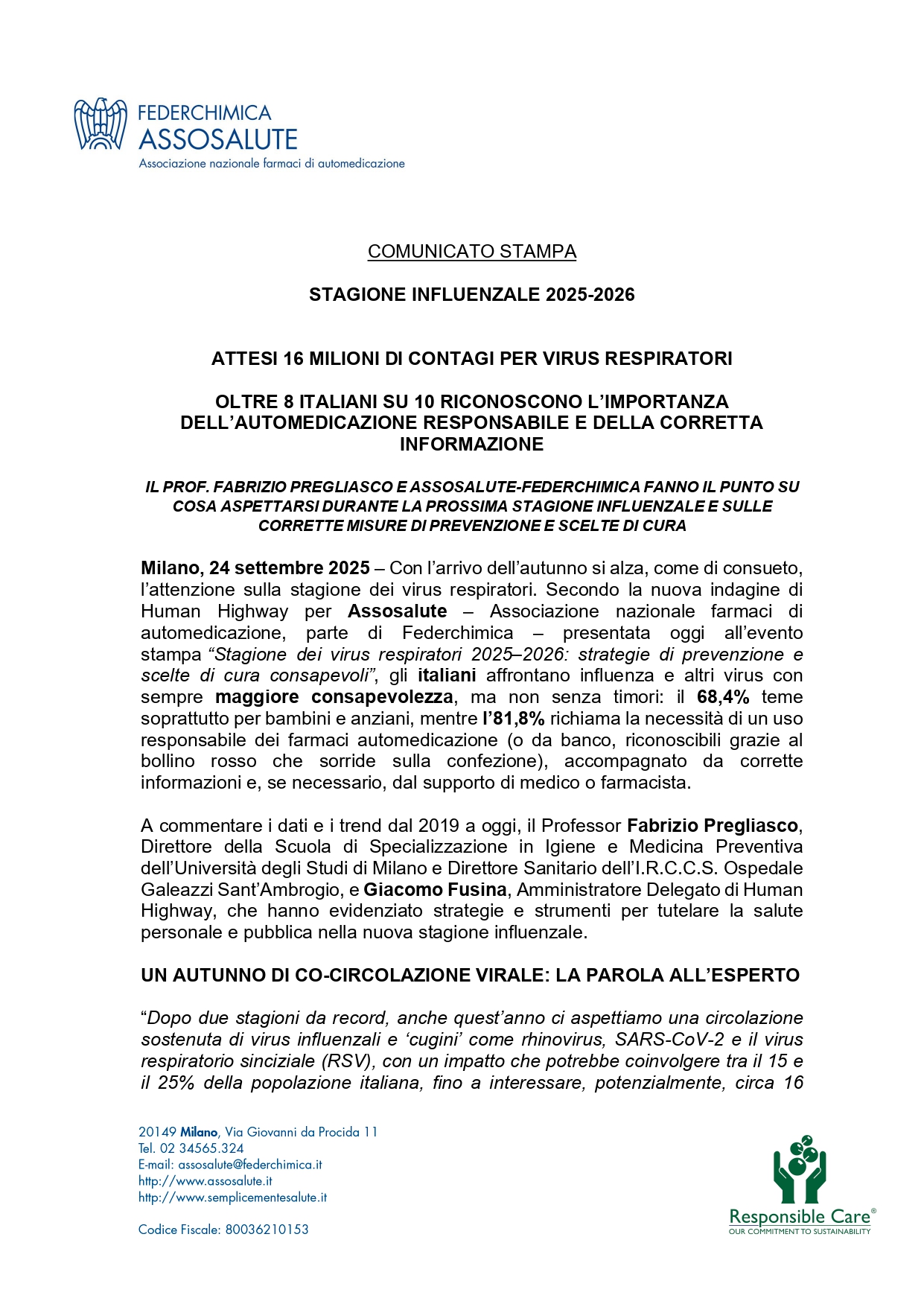 Stagione influenzale 2025-2026 - Attesi 16 milioni di contagi per virus respiratori