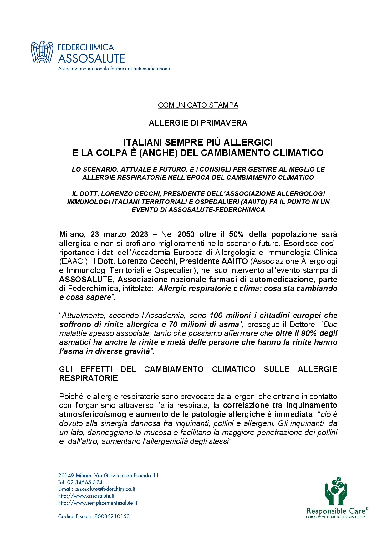 Comunicato stampa - 23 marzo 2023