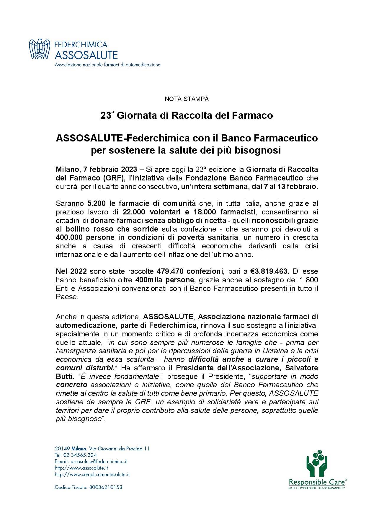Comunicato stampa - 7 febbraio 2023