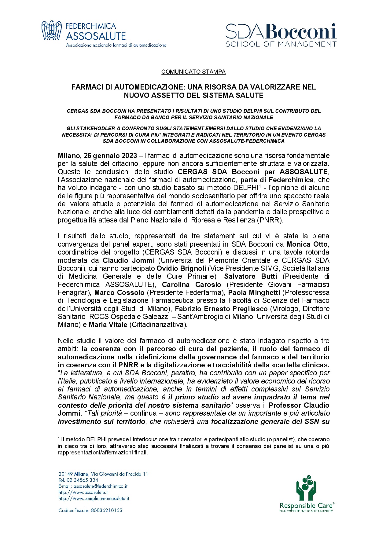 Comunicato stampa - 26 gennaio 2023