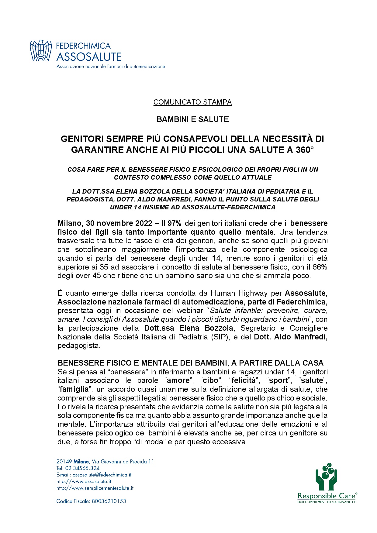 Comunicato stampa - 30 novembre 2022