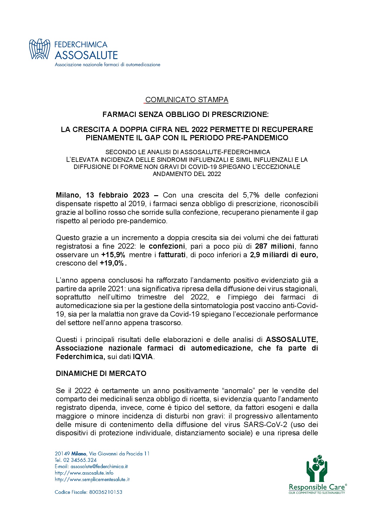 Comunicato stampa - 13 febbraio 2023