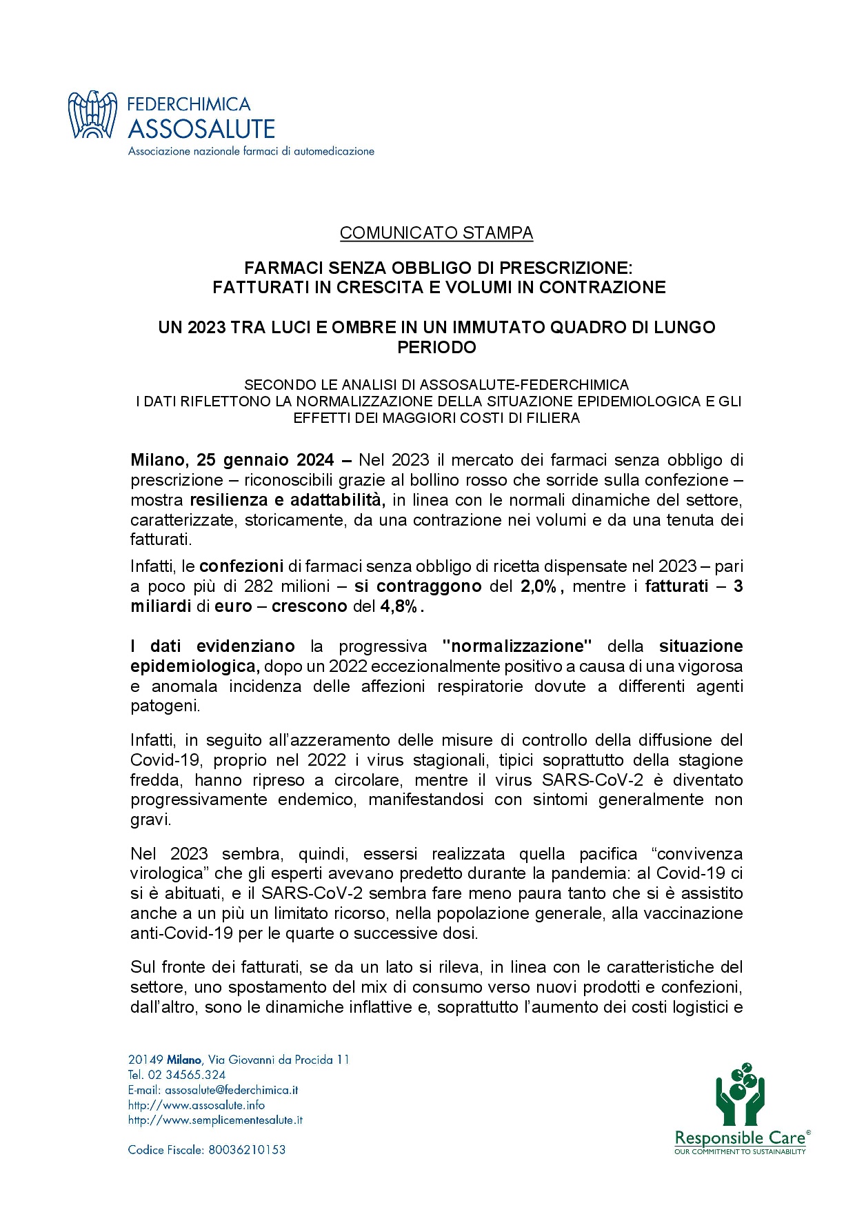 Comunicato stampa - 25 gennaio 2024