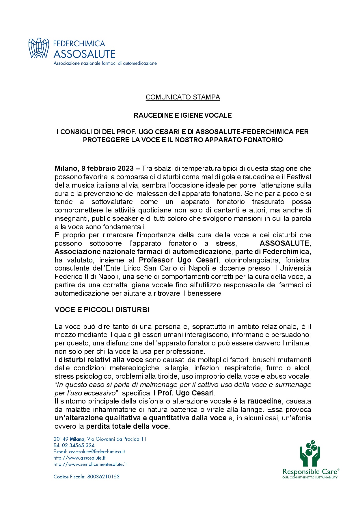 Comunicato stampa - 9 febbraio 2023
