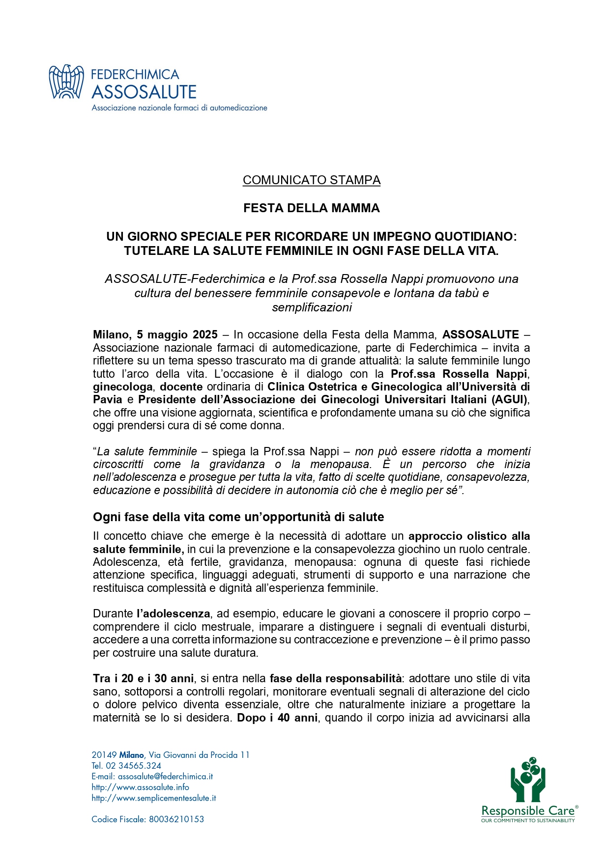 Comunicato stampa - 5 maggio 2025
