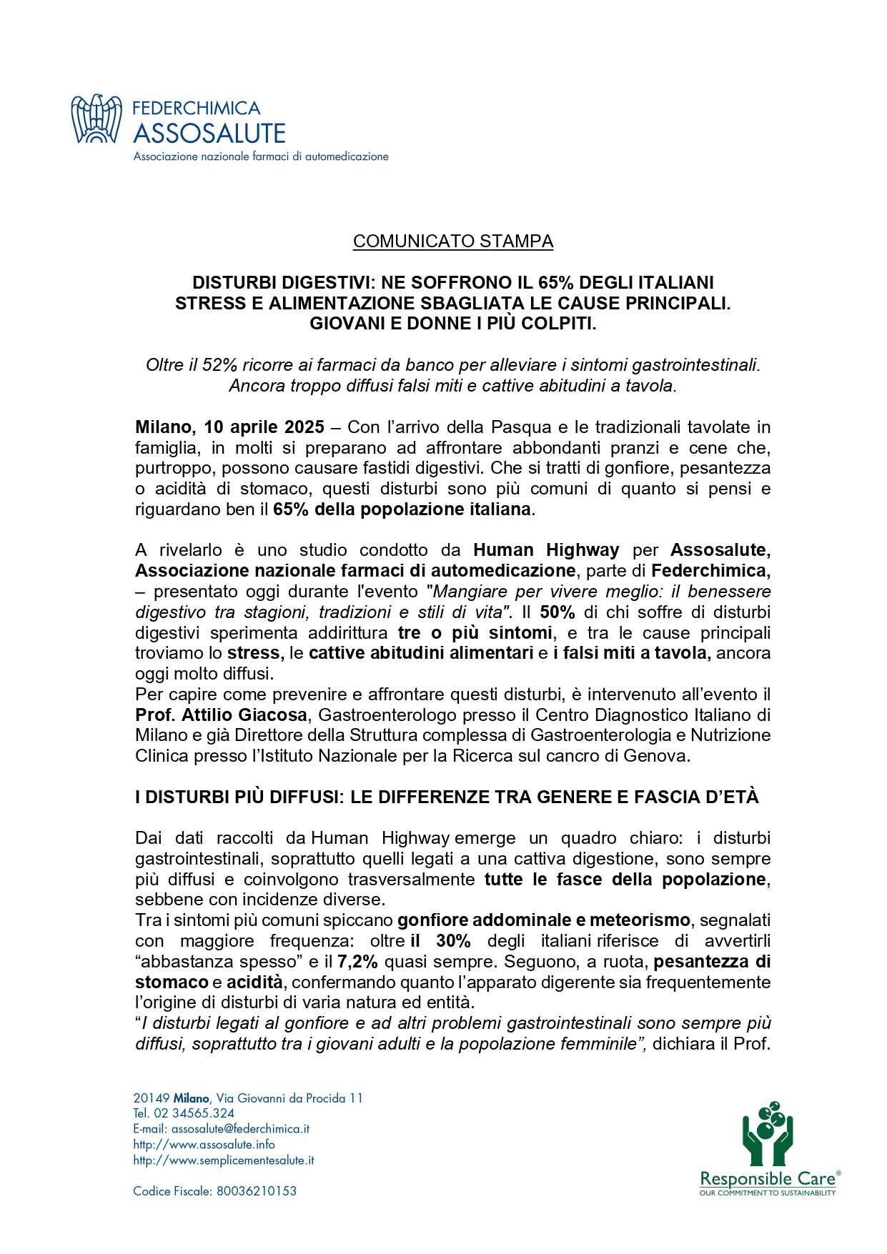 Comunicato stampa - 10 aprile 2025