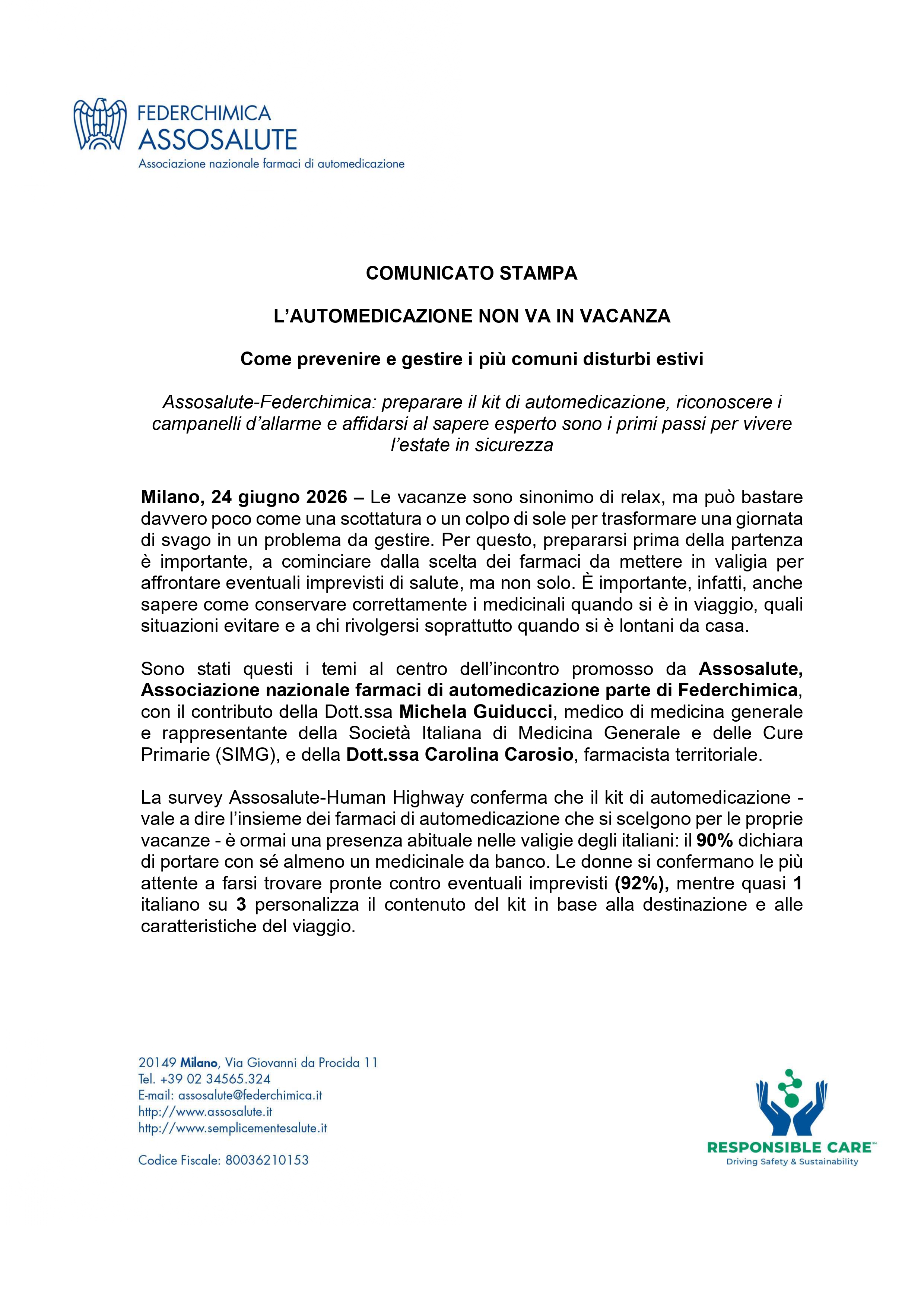Comunicato stampa - 24 giugno 2026