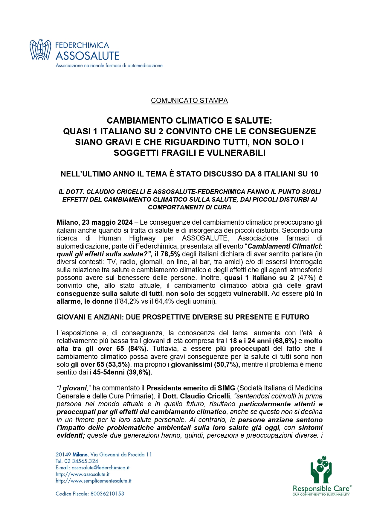 Comunicato stampa - 23 maggio 2024