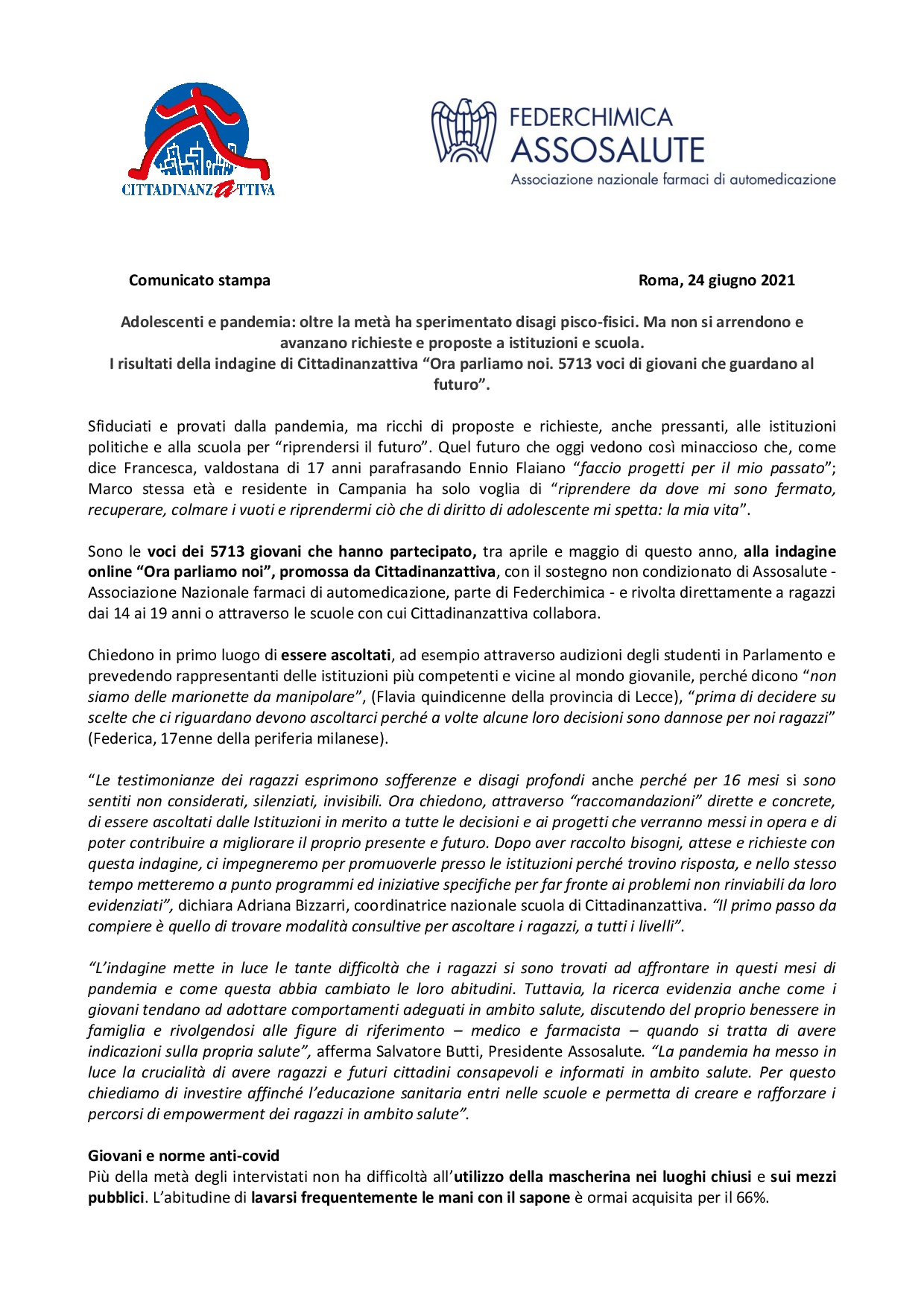 Comunicato stampa -24 giugno 2021