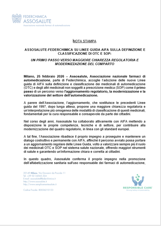 Comunicato stampa - 25 febbraio 2026
