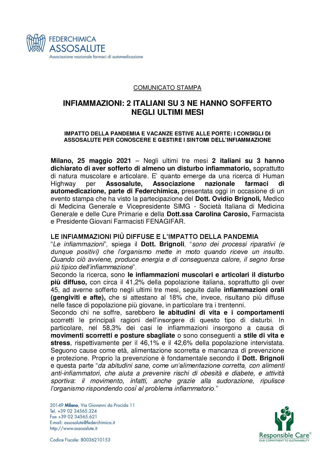 Comunicato stampa - 25 maggio 2021