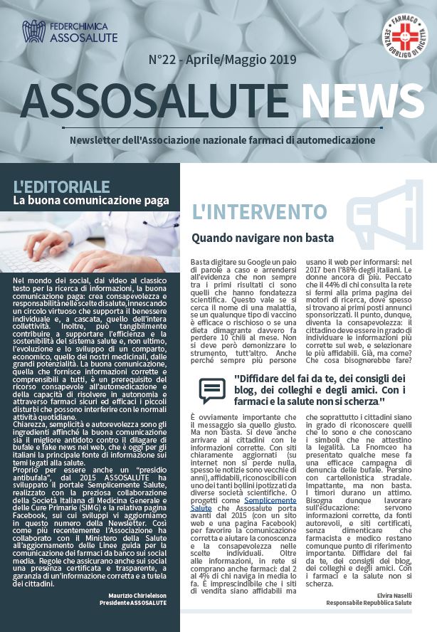 Newsletter ASSOSALUTE- Aprile-Maggio 2019