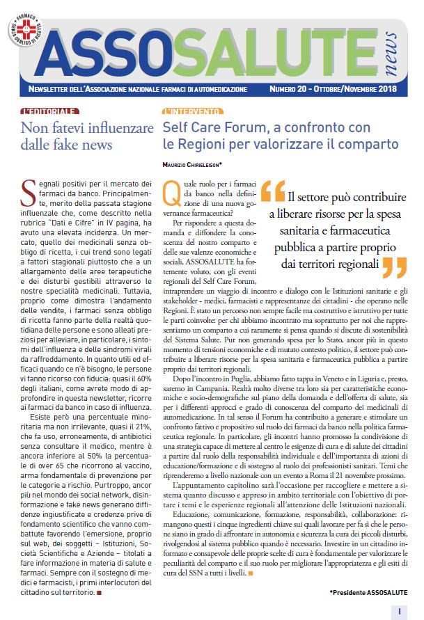 Newsletter ASSOSALUTE - Ottobre/Novembre 2018