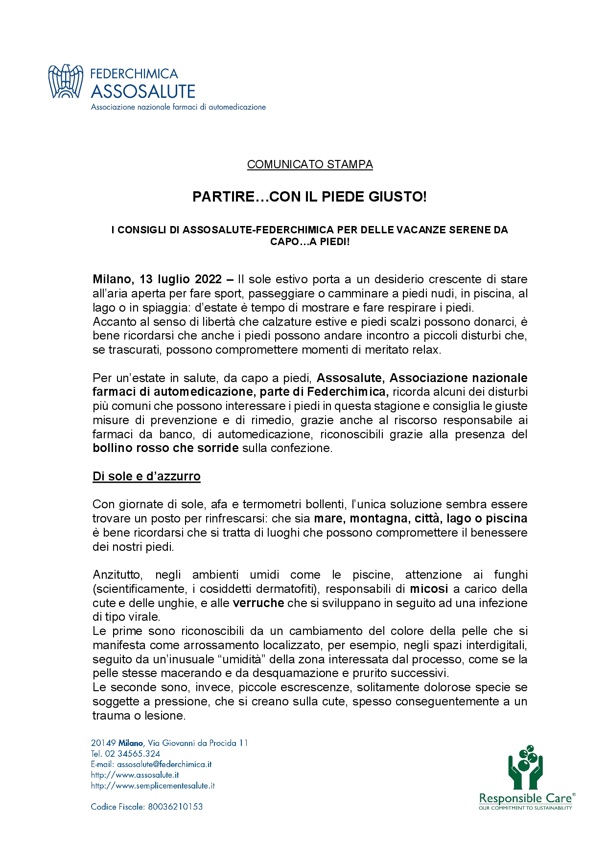 Comunicato stampa - 13 luglio 2022