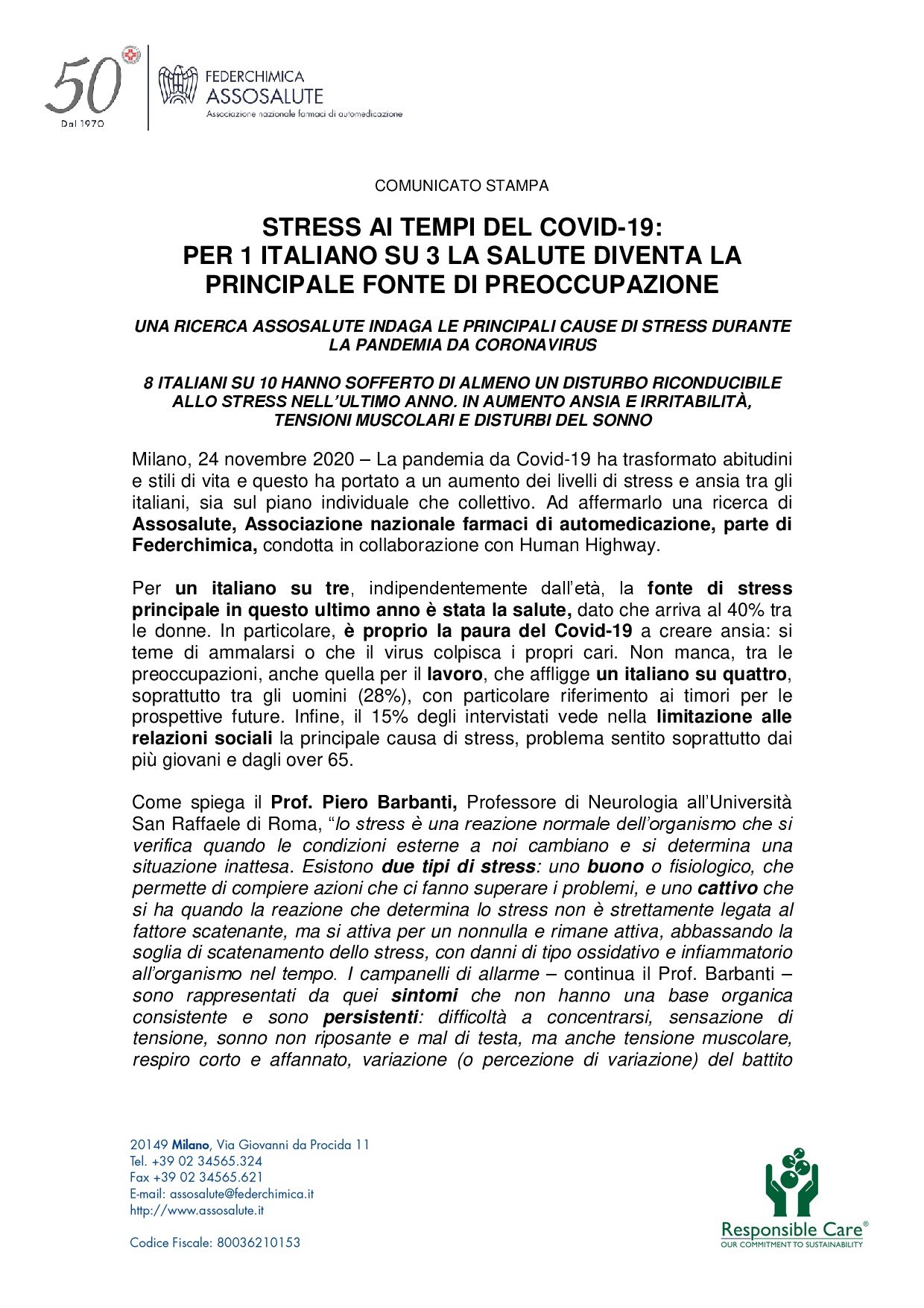 Comunicato stampa - 24 novembre 2020
