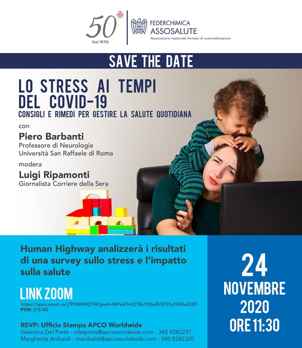 Evento stampa: Lo stress ai tempi del Covid-19 – Consigli e rimedi per gestire la salute quotidiana