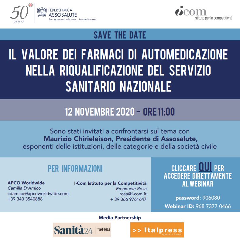 Evento: Il valore dei farmaci di automedicazione nella riqualificazione del Servizio Sanitario Nazionale
