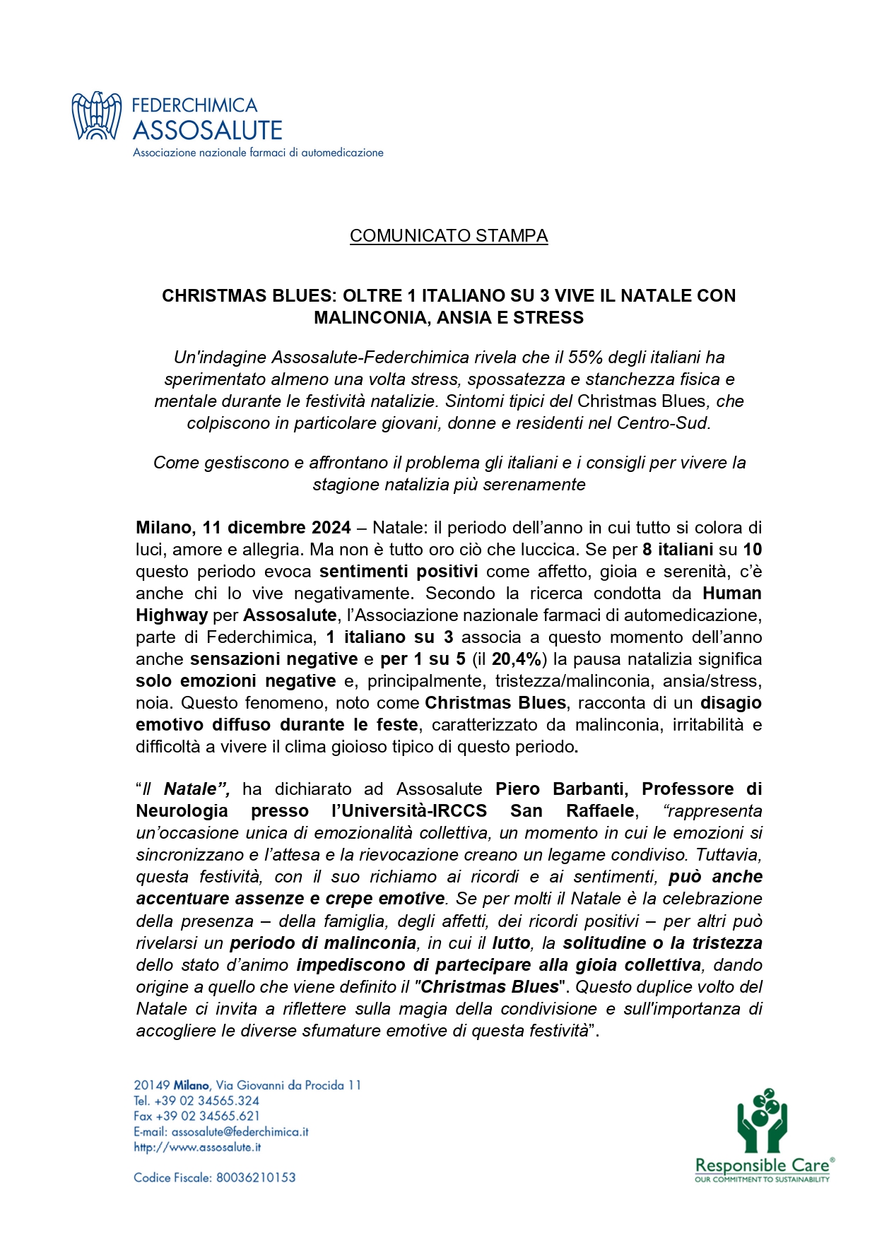 Comunicato stampa - 11 dicembre 2024