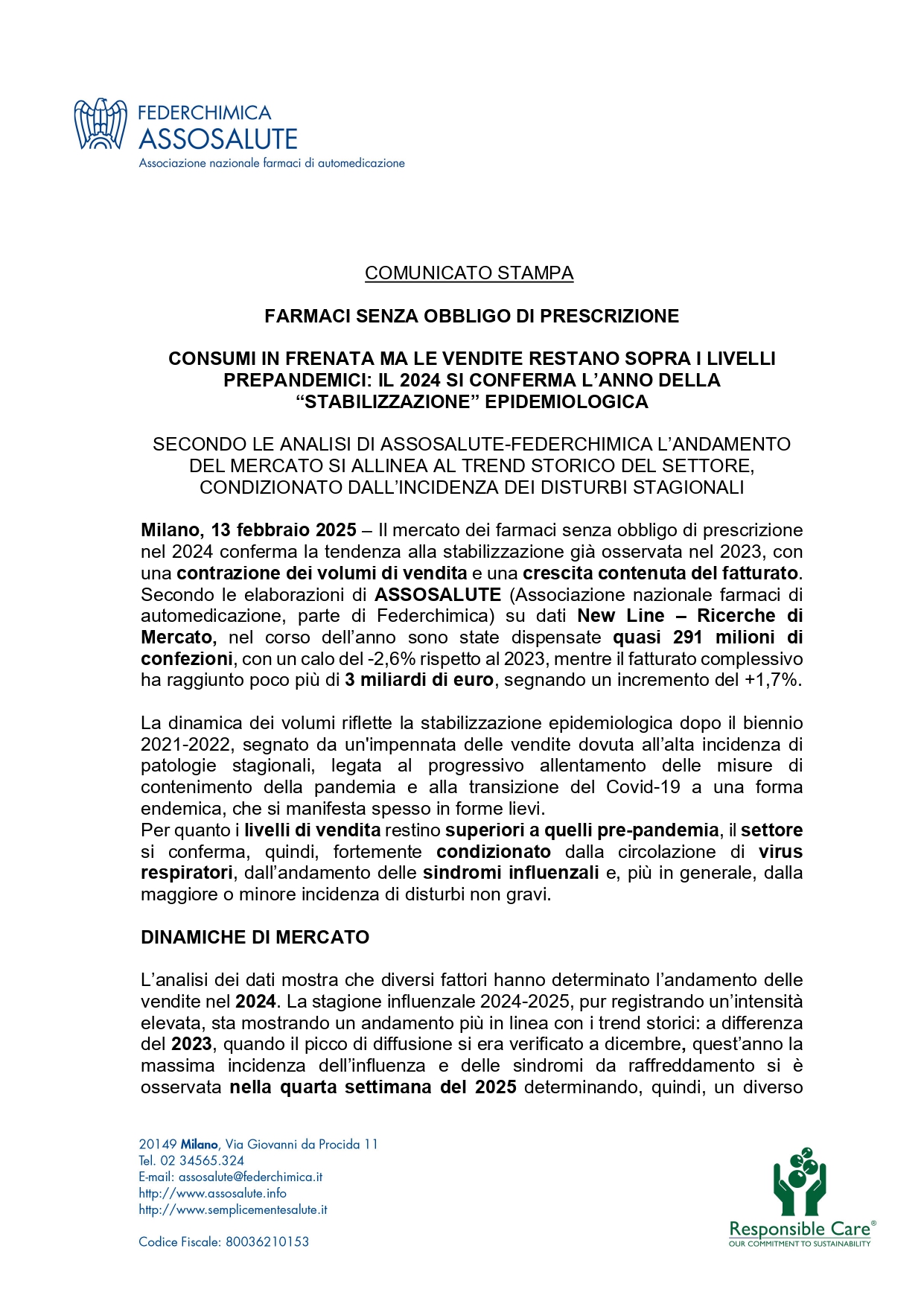 Comunicato stampa - 13 febbraio 2025