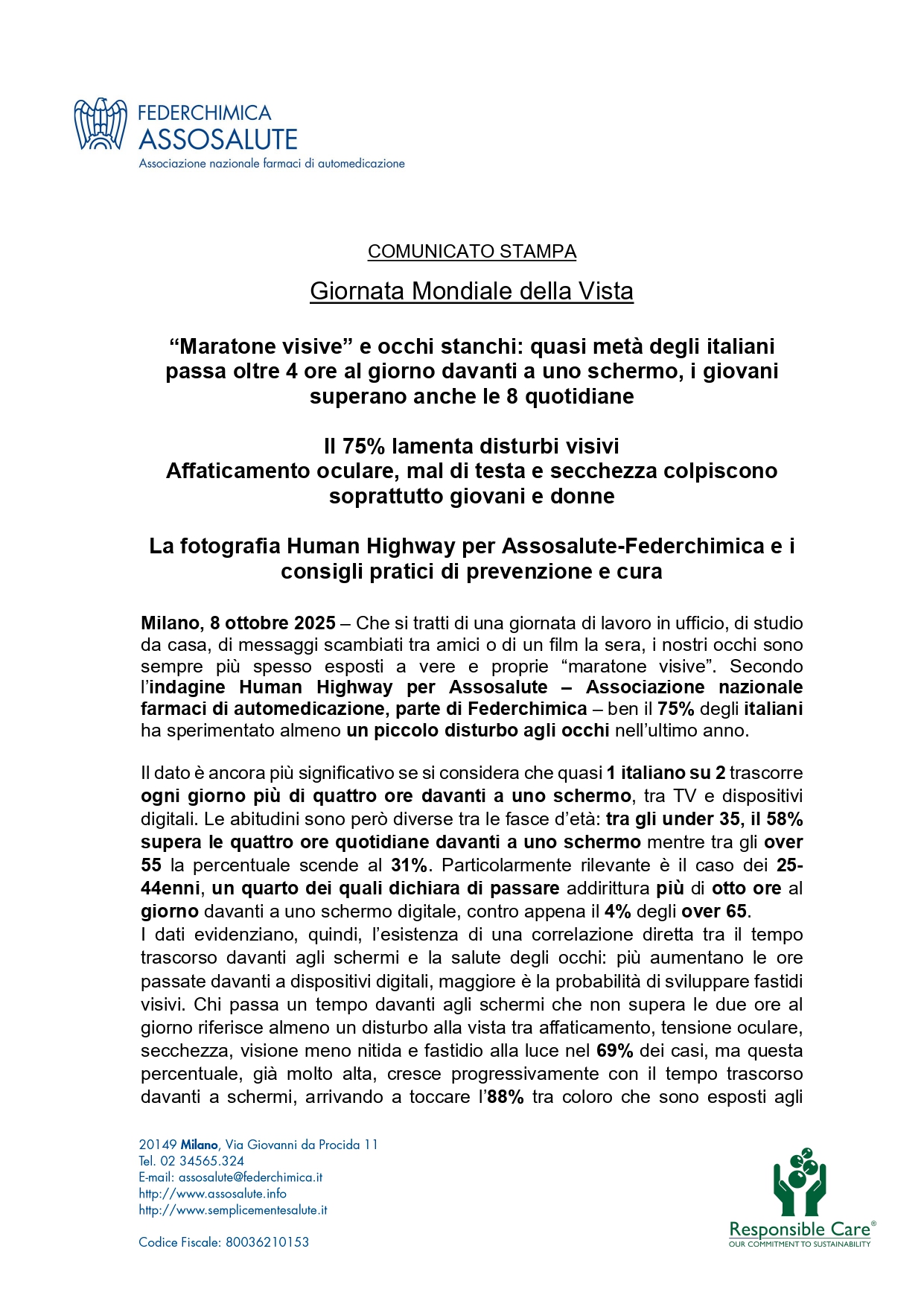 Comunicato stampa - 8 ottobre 2025
